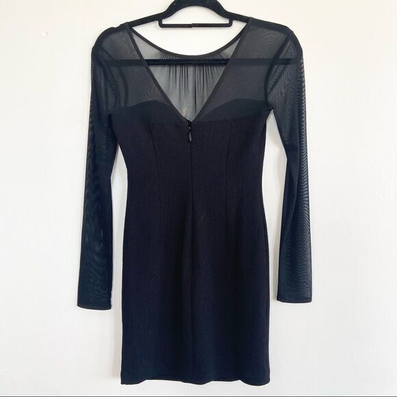 BCBG Generation Dress Bodycon Sheer Mini Black Size 2 - Picture 4 of 8